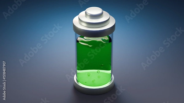 Fototapeta Realistic charged battery - 3d render.