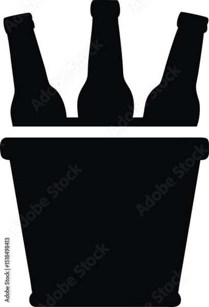 Fototapeta Three beer bottles in ice bucket cooler