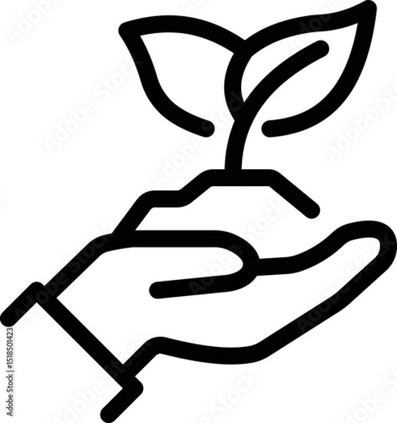 Fototapeta Hand Holding Leaf Icon, Save Planet Icon

