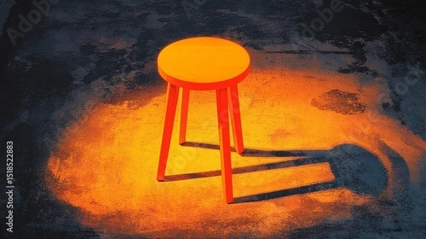 Obraz Minimal scene with a single stool, emphasizing structure, function, and visual silence for contemporary creative use.