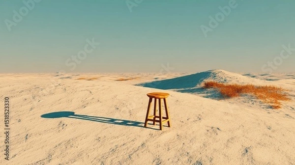 Obraz Minimal scene with a single stool, emphasizing structure, function, and visual silence for contemporary creative use.