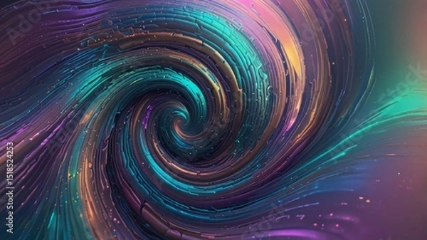 Obraz Holographic vortex with metallic reflections and soft iridescent hues.