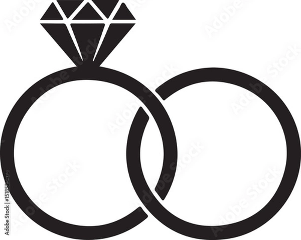 Obraz Wedding rings with diamond linked together in the symbol of marriage flat vector icon for apps and websites