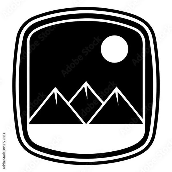 Obraz Abstract Black and White Mountain Landscape Image Icon