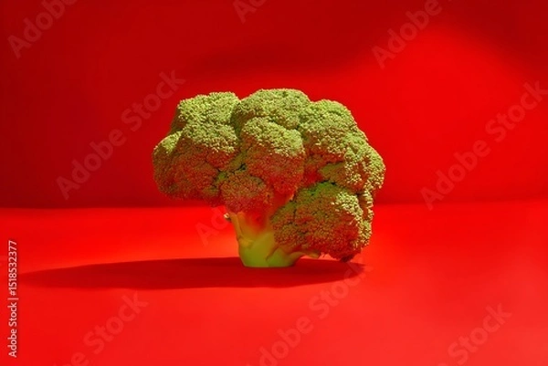 Fototapeta Broccoli against solid vibrant background color