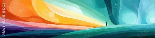 Fototapeta Vibrant dream-like landscape inviting exploration and imagination in colorful altered states