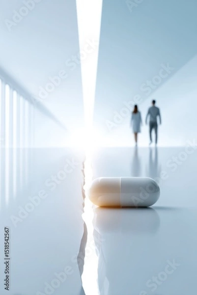 Fototapeta Journey from drug use to recovery illustrated through a powerful split image with bright visuals