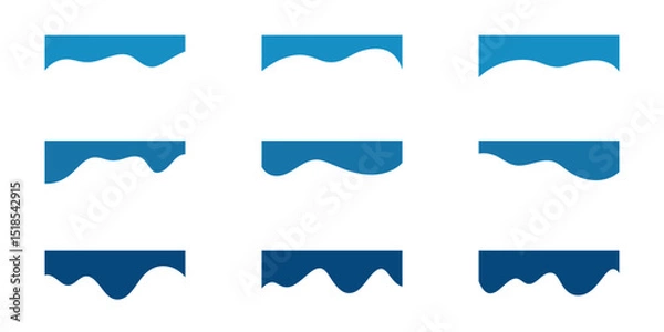 Fototapeta A set of abstract modern wavy shapes of dividers, upper different bends for the page title, banner, website, application, vector illustration. Graphic design elements, icons, frames, background