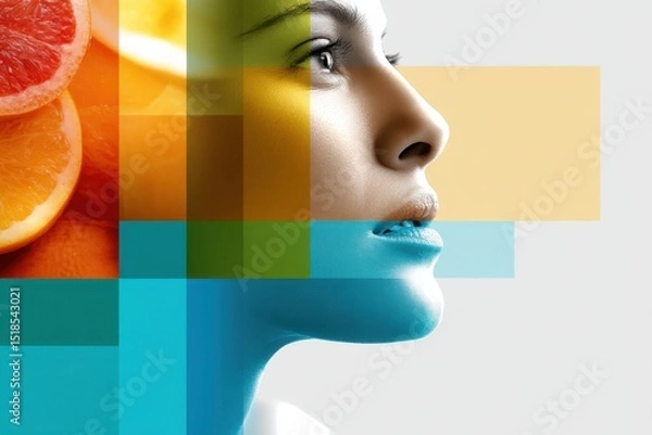 Fototapeta Exploring the captivating world of deception addiction through vibrant collages and bold imagery