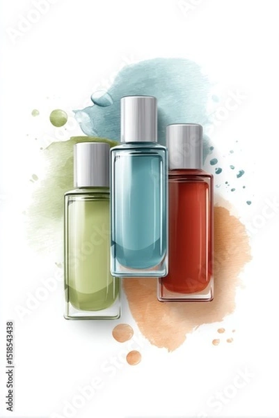 Fototapeta Artistic illustration of bright cuticle oil textures in vibrant colors with area for custom text