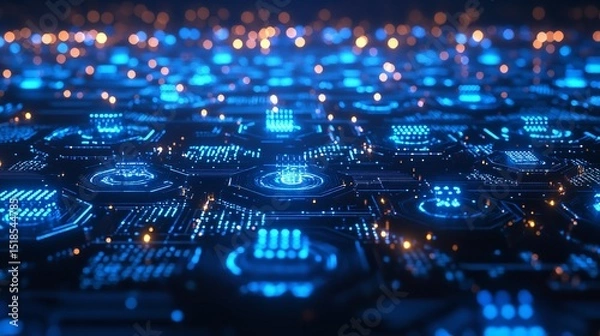 Obraz Stunning Blue Data Visualization: Abstract Tech Background for Presentations & Websites