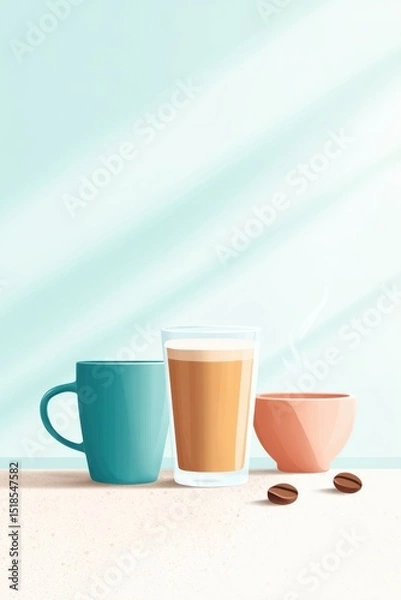 Fototapeta Balanced caffeine consumption encourages a healthy lifestyle with vibrant colors and engaging design