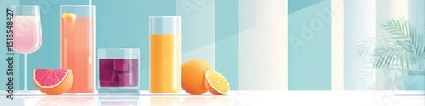 Fototapeta Colorful cocktails and drinks displayed in a vibrant and playful setting for beverage enthusiasts