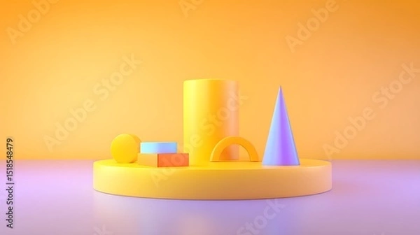 Fototapeta Colorful geometric shapes still life display