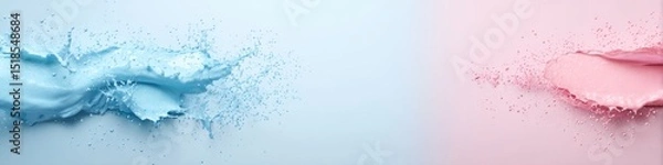 Fototapeta Colorful bath foam mockup with splash effects for advertising space