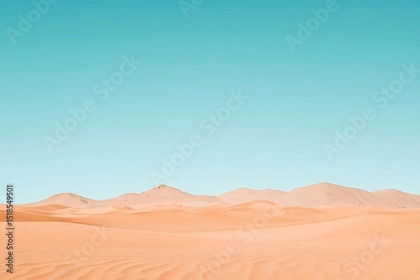 Fototapeta Sand dunes in the Sahara desert, Morocco. Blue sky and white clouds.