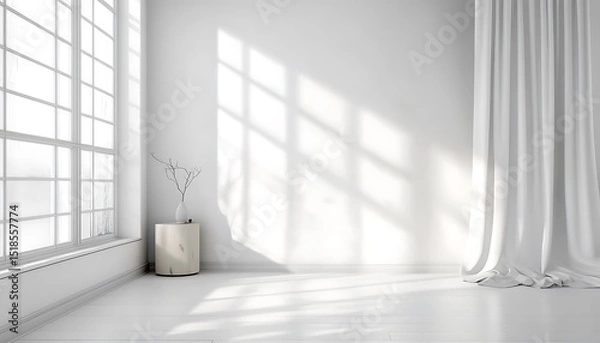 Fototapeta Empty picture frame mockup with cute teddy bear doll. 3d rendering