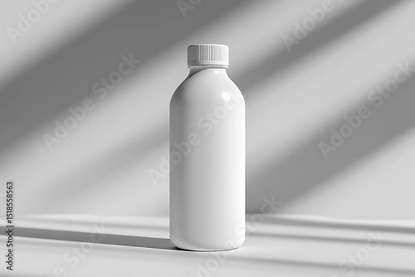 Fototapeta Blank cosmetic bottle mockup on white background. 3d rendering
