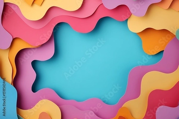 Fototapeta Abstract background with paper cut shapes. Colorful paper cut background. 3d rendering
