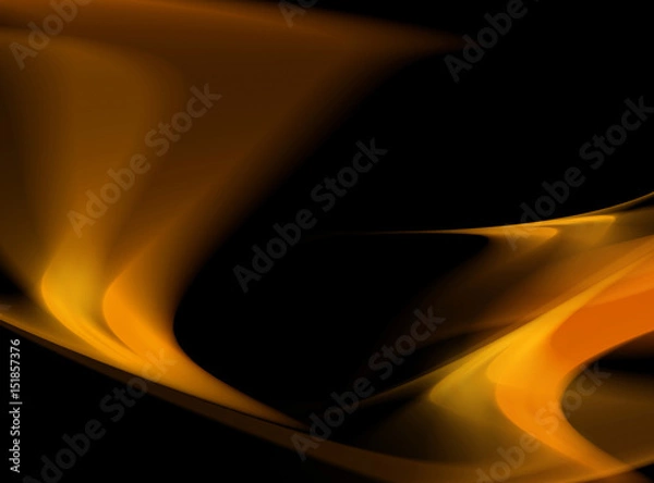Obraz Orange yellow and red abstract speed and twirl wave on black background