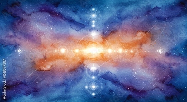 Obraz Abstract watercolor of colorful galaxy