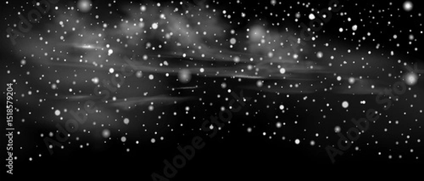 Fototapeta Snow and wind. White gradient decorative element on a transparent background. Christmas winter and snow with fog. Snowstorm, blizzard or swirl. Vector