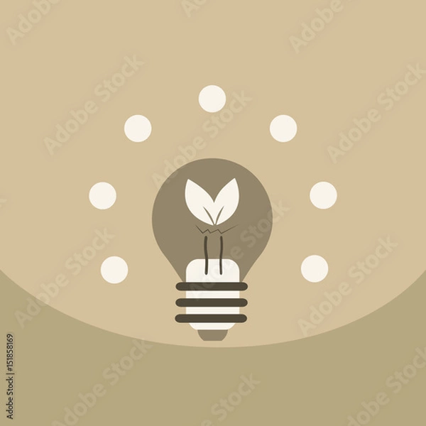 Fototapeta light save planet on ecology style lamp with leaf inside
