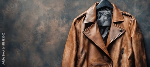 Fototapeta Fashion-Forward Leather Trench Coat Positioned with Empty Space to Support Custom Layouts, Promotional Content, or Visual Design Needs