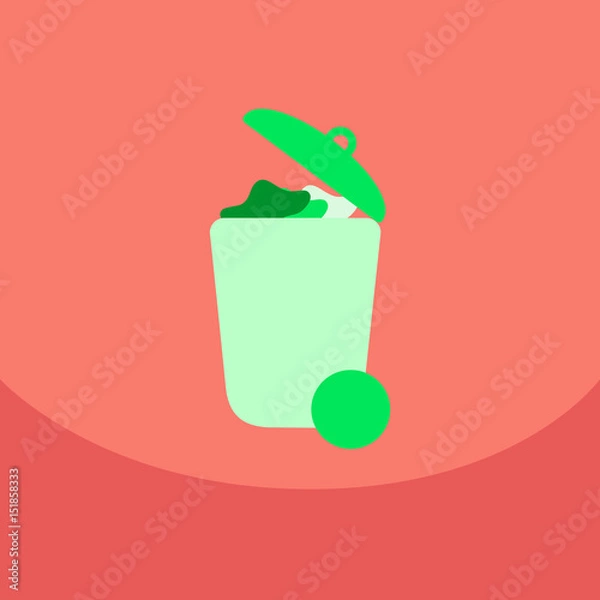 Obraz Trash Recycle Bin Garbage Flat Vector Illustration
