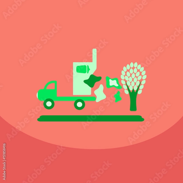 Obraz garbage collection .garbage truck management concept illustration with trash on tree