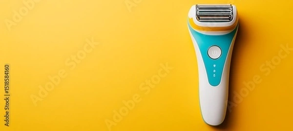 Fototapeta Powerful Fabric Shaver Displayed on Muted Yellow Surface with Space for Product Branding and Promotional Content