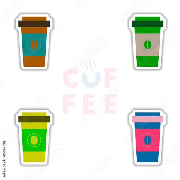Obraz sets of Label Frames and badges vector icons coffee emblem coffee to go