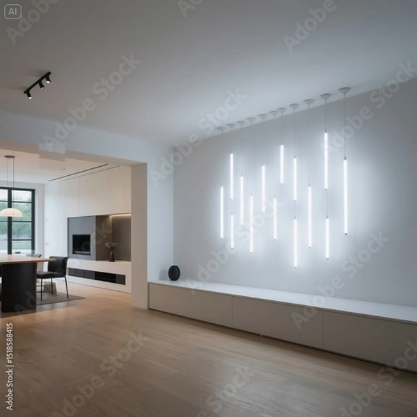 Obraz -White Light Installation in Modern Interior Space