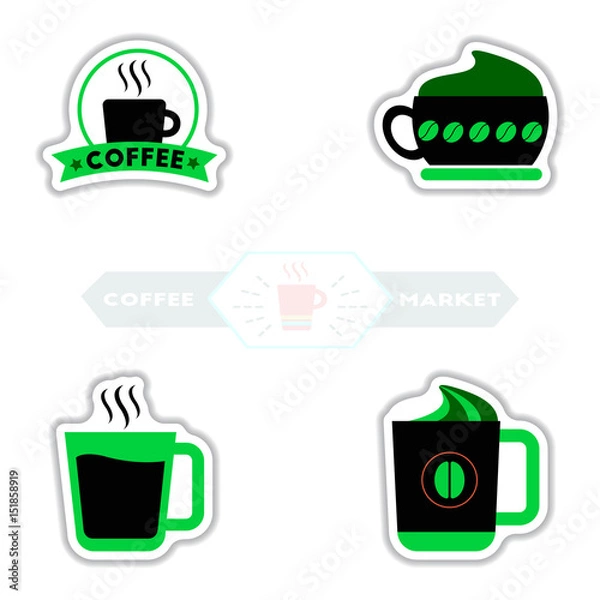 Obraz sets of Label Frames and badges vector icons coffee emblem coffee to go