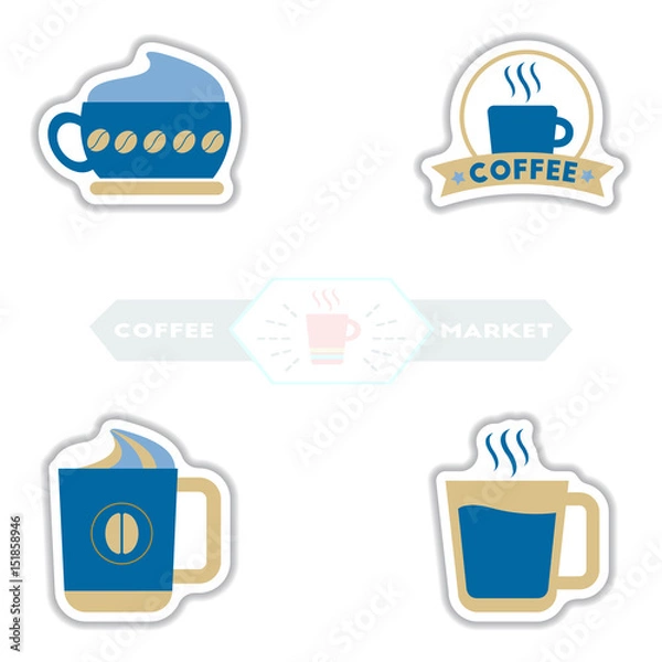 Obraz sets of Label Frames and badges vector icons coffee emblem coffee to go