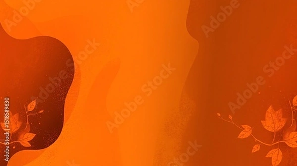 Obraz Vibrant orange abstract design featuring leaf motifs and smooth gradients in a warm autumn atmosphere