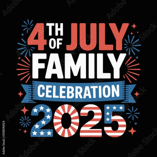 Fototapeta Celebrating the 4th of July, the image showcases a vibrant design with fireworks and a festive banner