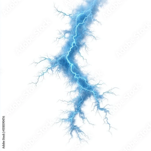 Obraz Electric blue lightning strike effect on white background