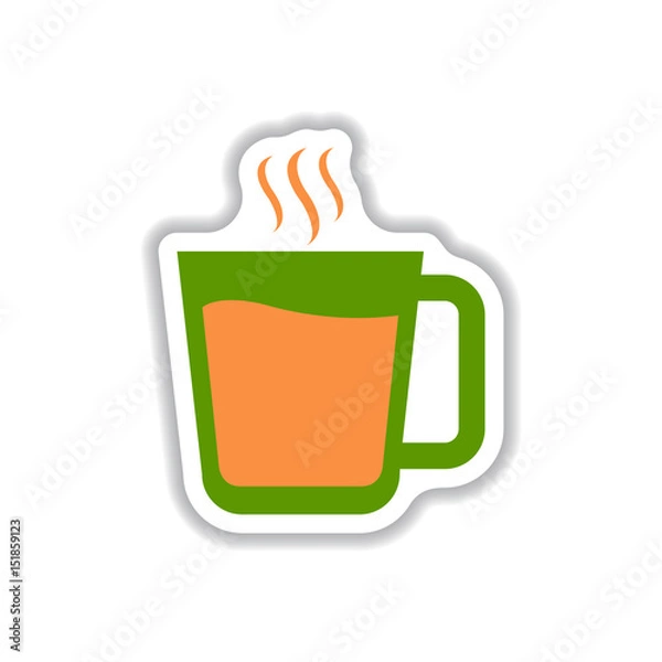 Obraz Label Frames and badges vector icon design collection coffee emblem cup of hot coffee