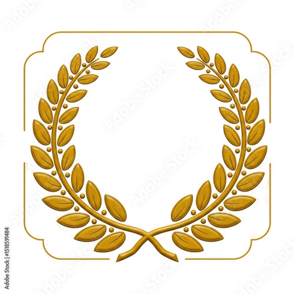 Fototapeta Vector gold laurel wreath.Laurel wreath with golden ribbon isolated on transparent background, PNG 