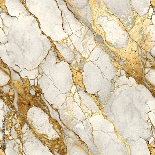 Obraz Elegant Golden Veins on White Marble: A Luxurious Texture