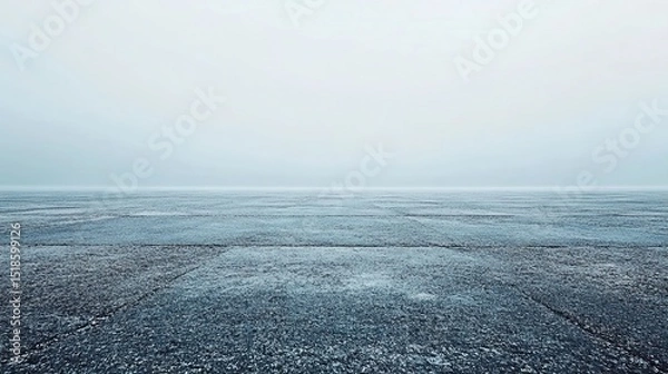 Obraz A desolate landscape featuring a vast expanse of cracked ground under a hazy and overcast sky view