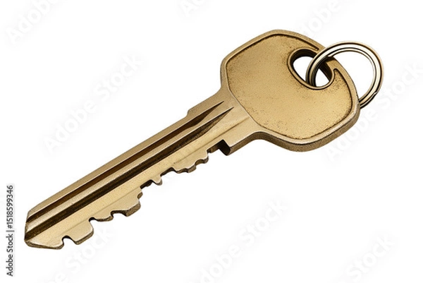 Fototapeta House key isolated on a white or transparent background, ideal for real estate, home security, renting, buying, property ownership, and locksmith visuals.