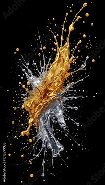 Fototapeta AI generated images. Abstract gold and zilver background for Christmas or New Year