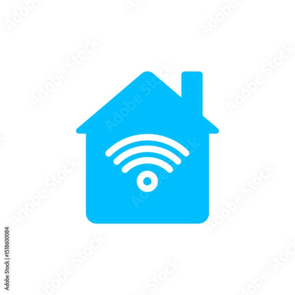 Fototapeta house icon with Wi-Fi signal, visual for home internet, smart home, home automation, connectivity or modern life suitable for web design, mobile apps, printed materials and presentations