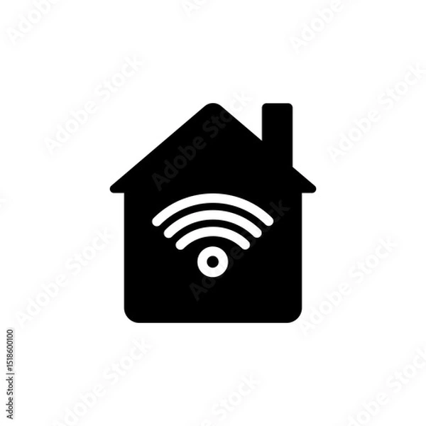 Obraz house icon with Wi-Fi signal, visual for home internet, smart home, home automation, connectivity or modern life suitable for web design, mobile apps, printed materials and presentations