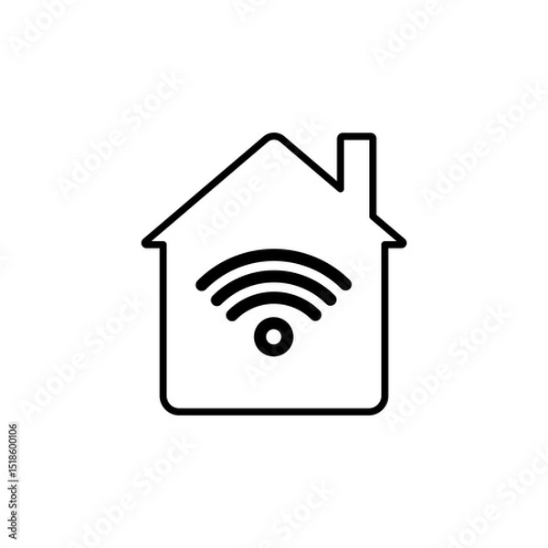 Obraz house icon with Wi-Fi signal, visual for home internet, smart home, home automation, connectivity or modern life suitable for web design, mobile apps, printed materials and presentations
