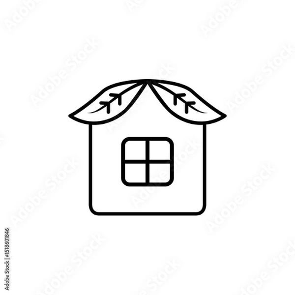 Obraz leaf house icon, simple flat style, vector illustration symbol sign logo template pictogram, for ui or ux isolated on white for mobile app, editable