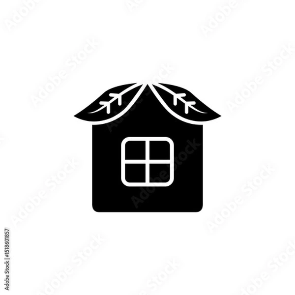 Obraz leaf house icon, simple flat style, vector illustration symbol sign logo template pictogram, for ui or ux isolated on white for mobile app, editable
