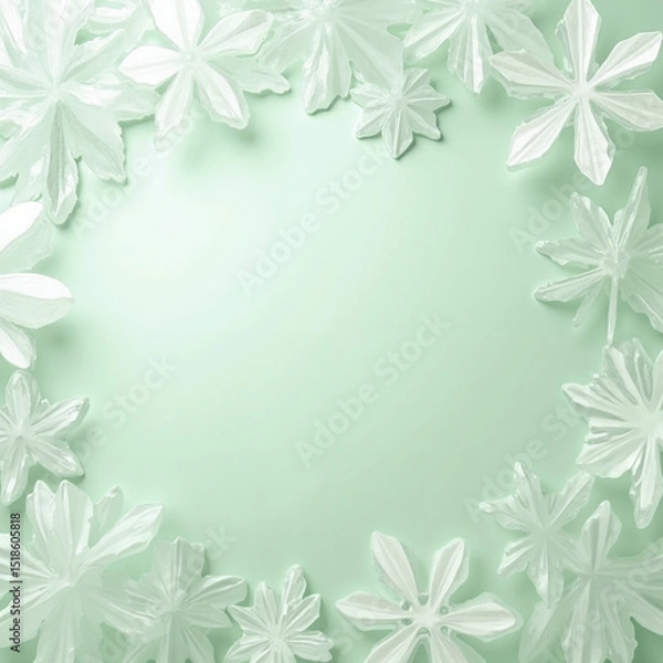 Fototapeta AI generated images of frozen christmas decoration, on a green background